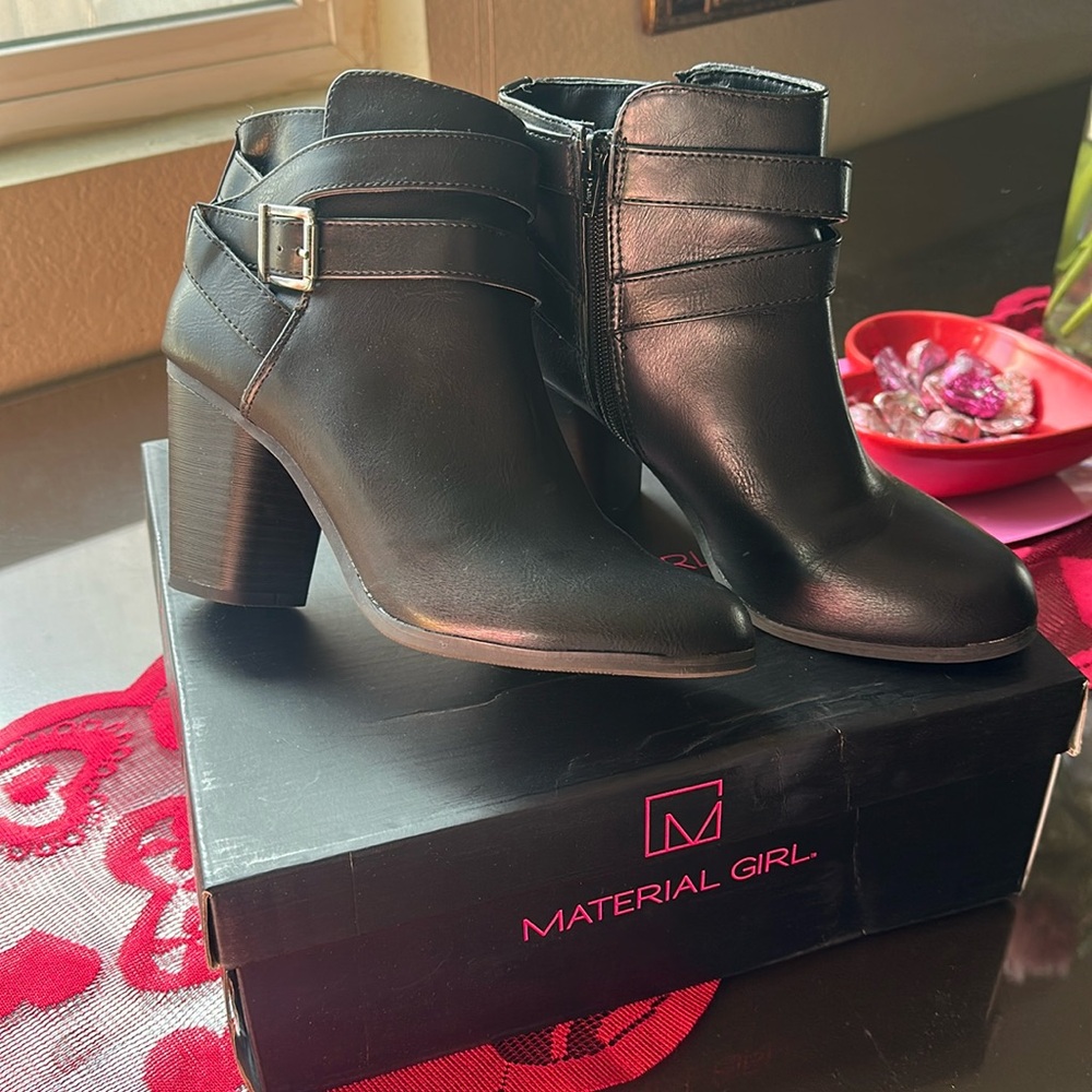 Material Girl - Black Leather Booties - Women’s Size 8.5